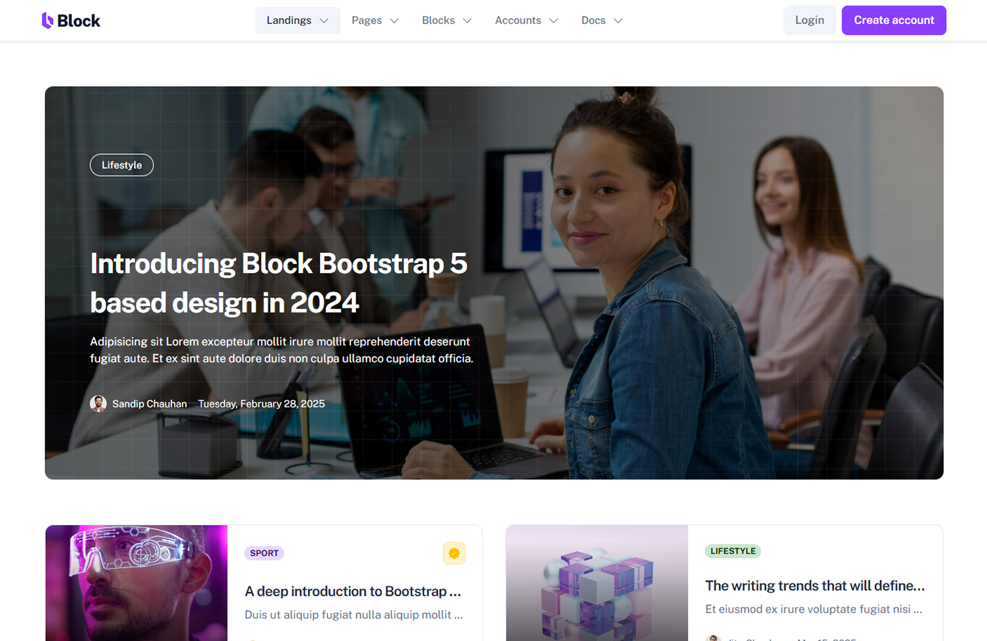 Blog landing page