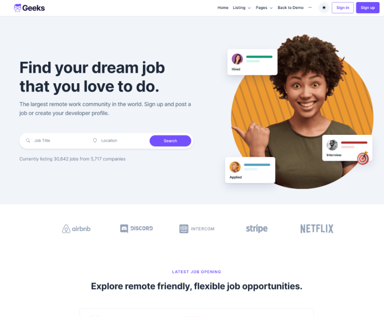 job find landing page